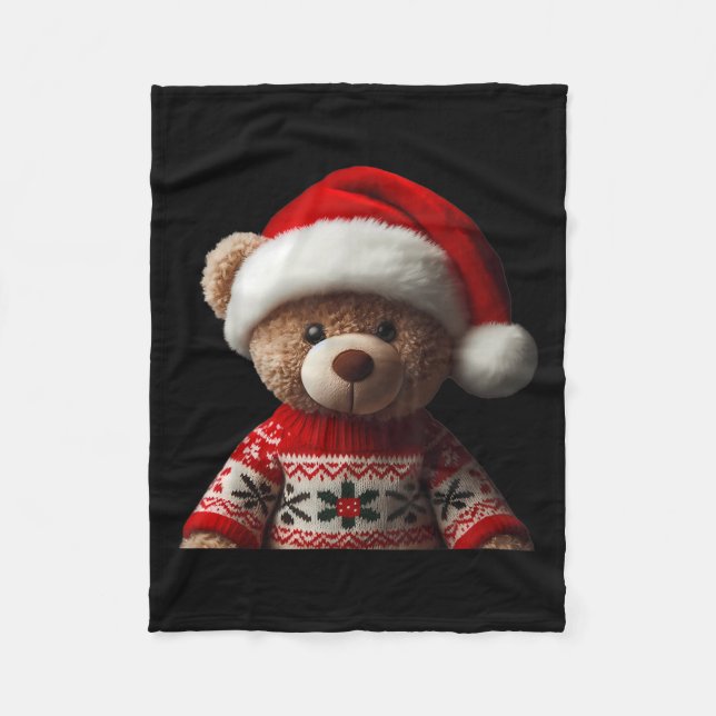 Couverture Polaire Teddy Bear With Santa Hat Christmas Xmas Lover Kid (Devant)