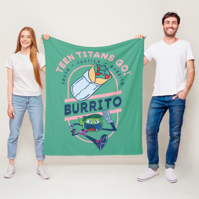 Couverture Polaire Teen Titans Go ! Beast Boy "Truth Justice Burrito" (En situation)