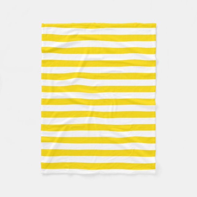 Couverture Polaire Tendance, chic, jaune, blanc rayé Modèle petit (Devant)
