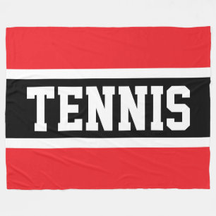 Couverture Polaire TENNIS Amusant Sportif Rayures Rouge Clair Noir Bl