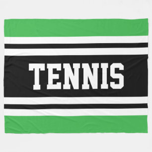 Couverture Polaire TENNIS Amusant Vert Clair Noir Blanc Rayures de Co