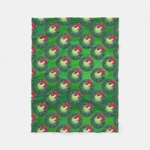 Couverture Polaire Tennis Ball Feu de Noël Motif sur Vert