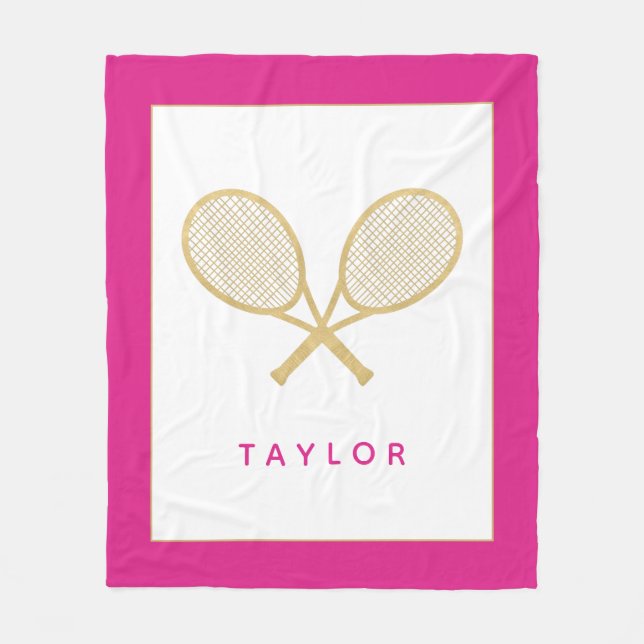 Couverture Polaire Tennis Cadeau Chic or et rose personnalisé (Devant)
