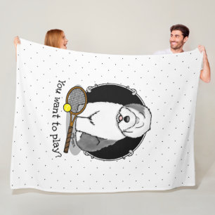 Couverture Polaire Tennis Old English Sheepdog (Gris 1) Chien mignonn