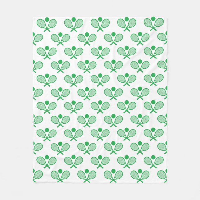Couverture Polaire Tennis Seamless Pattern - Green Racket and Ball on (Devant)
