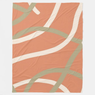 Couverture Polaire Terracotta Linework Pattern | Cream & Olive