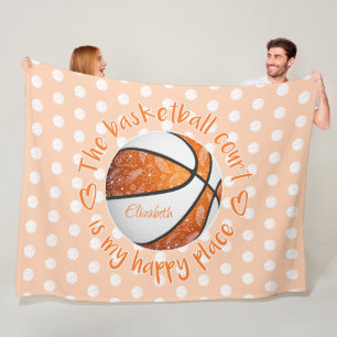 Couverture Polaire terrain de basket-ball orange floral bohème endroi