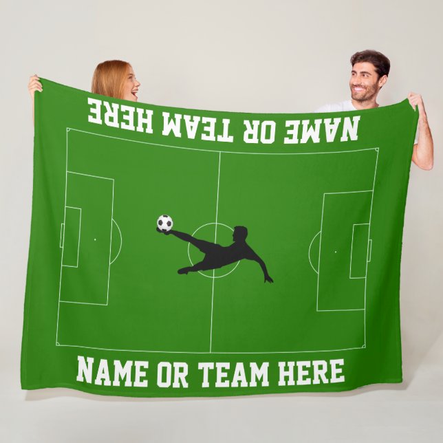 Couverture Polaire Terrain de football et joueur votre texte (En situation)