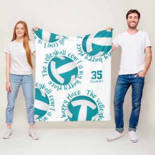 Couverture Polaire terrain de volley-ball gai endroit gris turquoise