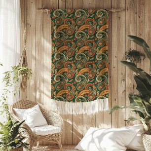 Couverture Polaire Terre Boho Paisley Swirl Terracotta Vert foncé