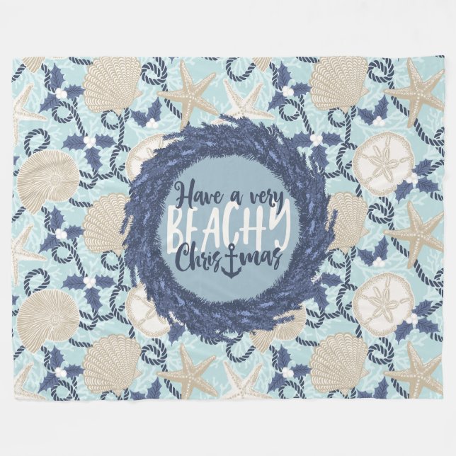 Couverture Polaire Terre côtière de Noël Tropical Sea Shell Wreath -  (Devant (Horizontal))