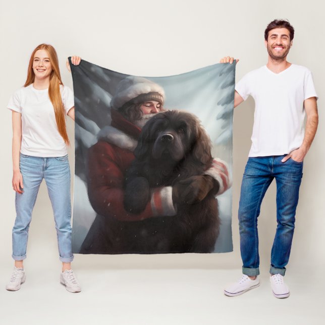 Couverture Polaire Terre-Neuve avec Noël Festif du Père Noël (En situation)