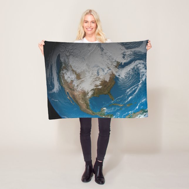 Couverture Polaire Terre Pleine Avec Des Nuages Simulés Sur L'Amériqu (En situation)
