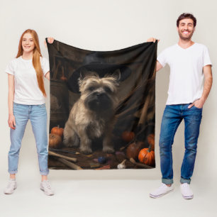 Couverture Polaire Terrier Cairn Citrouilles Halloween Épouvantable