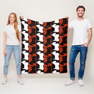 Couverture Polaire Térrier écossais chien noir/rouge/blanc, rayures g