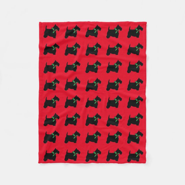 Couverture Polaire Terriers et houx écossais (Devant)