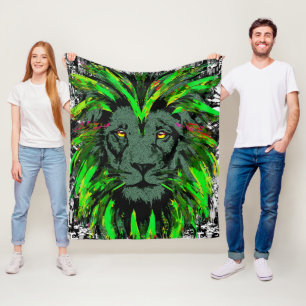 Couverture Polaire Tête de lion verte - Couvercle de polaire de visag