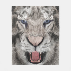 Couverture Polaire Tête de Tigre Blanc Esthétique Faunique