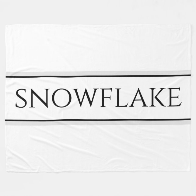 Couverture Polaire Texte moderne noir blanc gris rayures SNOWFLAKE (Devant (Horizontal))