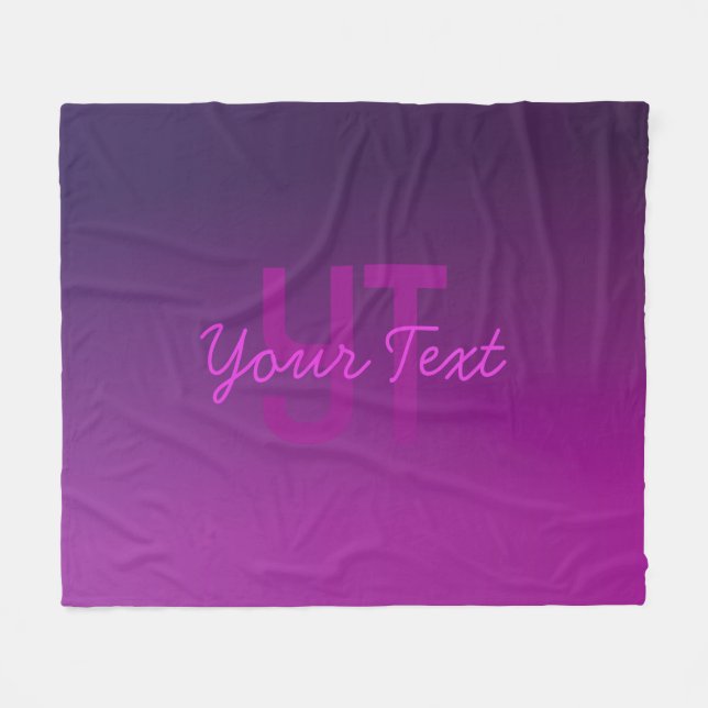 Couverture Polaire Texte monogramme modifiable moderne & Ombre violet (Devant (Horizontal))