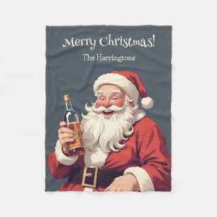Couverture Polaire Texte personnalisé amusant Drunk Père Noël