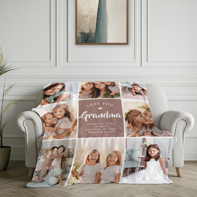 Couverture Polaire TEXTE PERSONNALISÉ Moderne Grand-mère Famille Phot (Créateur téléchargé)