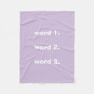 Couverture Polaire Texte personnalisé trois mots lilas blanc