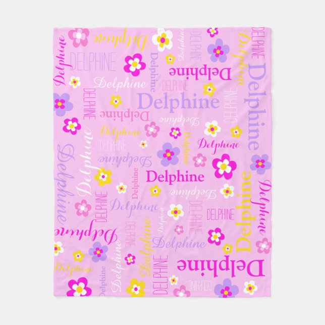 Couverture Polaire Texte rose, violet blanc jaune typographique (Devant)
