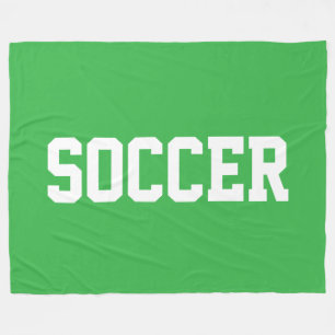 Couverture Polaire Texte SOCCER blanc amusant et athlétique sur fond 