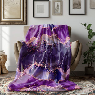 Couverture Polaire Texture d'agate scintillante violette