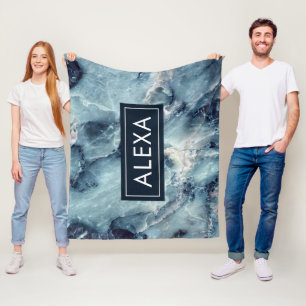 Couverture Polaire Texture en faux marbre bleu-gris