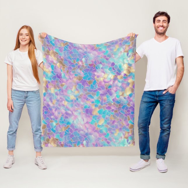 Couverture Polaire Texture holographique colorée (En situation)