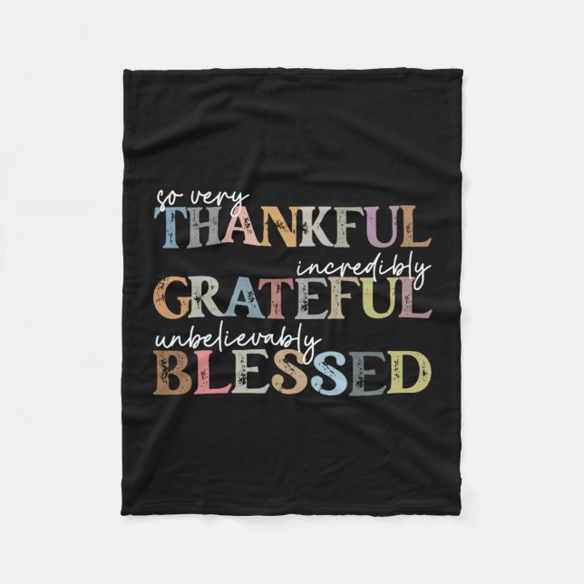 Couverture Polaire Thankful Grateful Blessed Thanksgiving Autumn Fall (Devant)