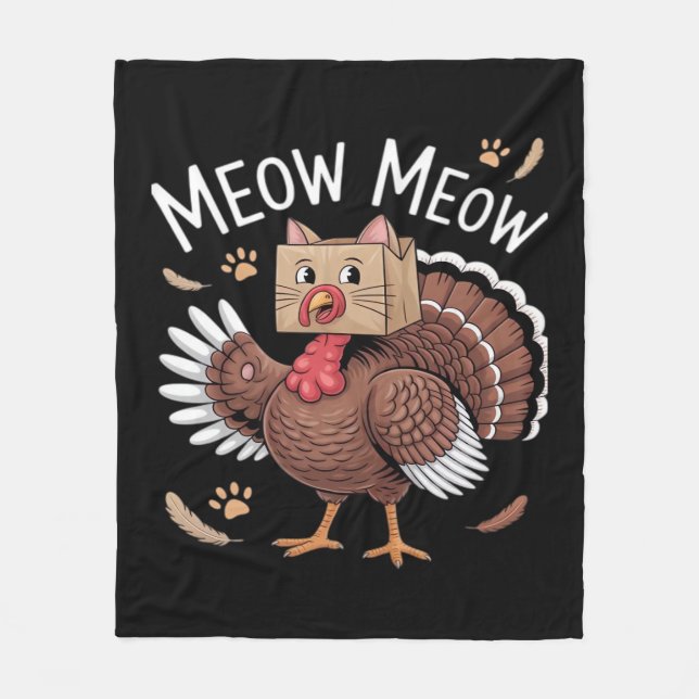 Couverture Polaire Thanksgiving Chat Funny Fake Chat Meow Thanksgivin (Devant)