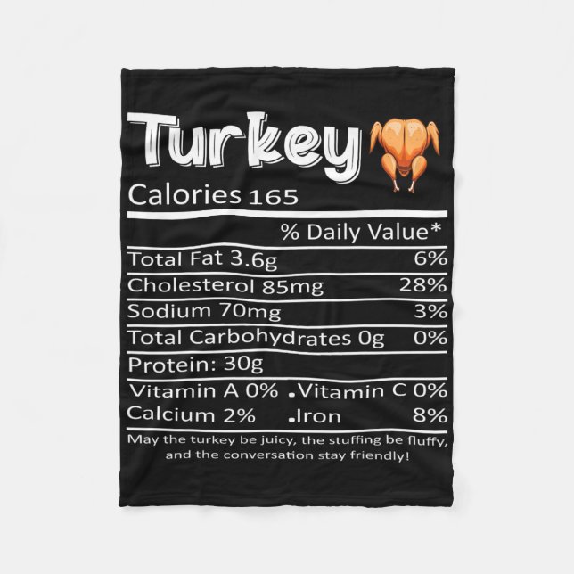Couverture Polaire Thanksgiving Christmas Turkey Nutritional Facts  (Devant)