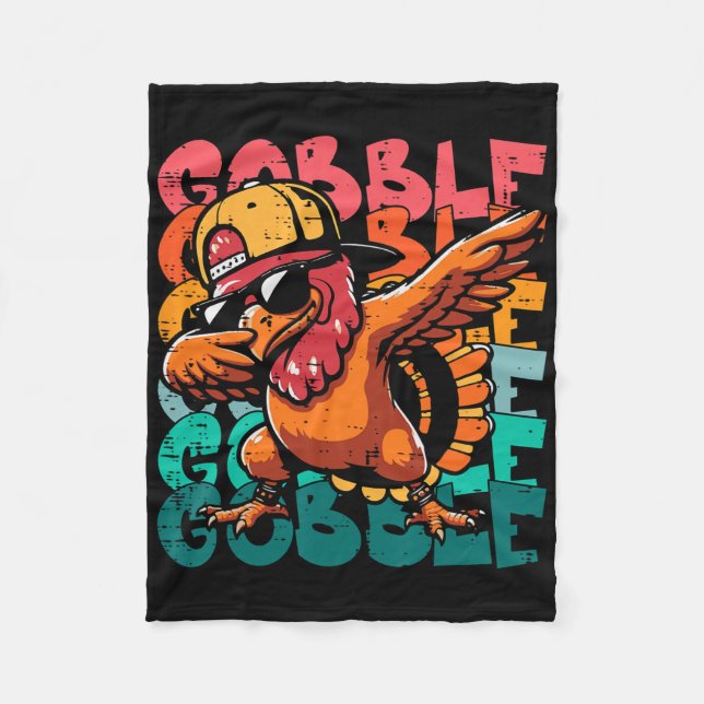Couverture Polaire Thanksgiving Turkey Dab Gobble Funny Toddler Boys  (Devant)