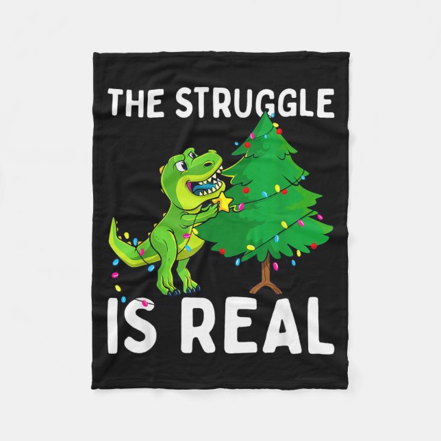 Couverture Polaire The Struggle Is Real Dinosaur &amp; X-mas Tree Chr (Devant)