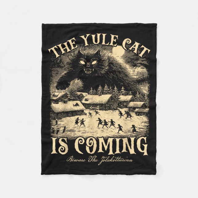 Couverture Polaire The Yule Cat Is Coming Gothic Christmas Winter Sol (Devant)