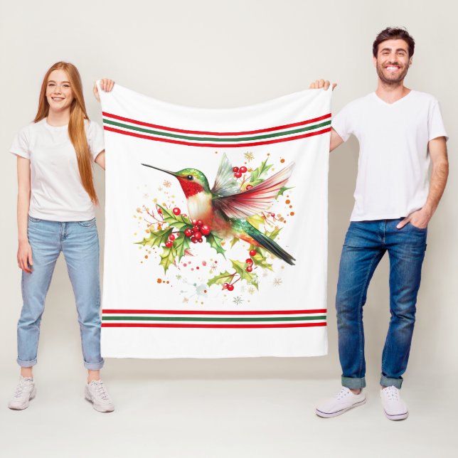 Couverture Polaire Thème de Noël festif Colibri (En situation)