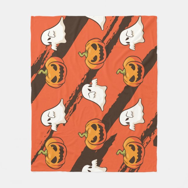 Couverture Polaire Thème d'Halloween citrouille, motif sans couture. (Devant)