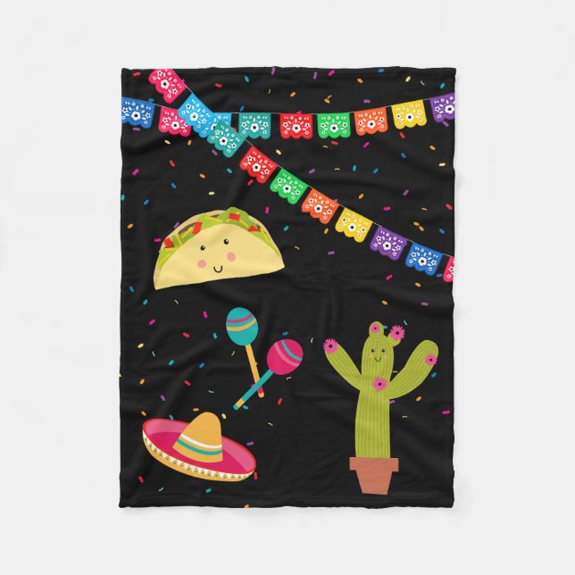 Couverture Polaire Thème mexicain Jolie fête d'été colorée (Devant)