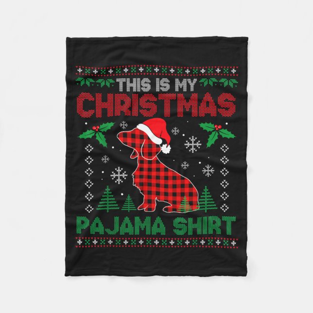 Couverture Polaire This Is My Dachshund Dog Red Plaid Christmas Ugly  (Devant)