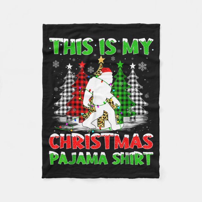 Couverture Polaire This Is My Pajama Shirt Bigfoot Xmas Tree Plaid Ch (Devant)