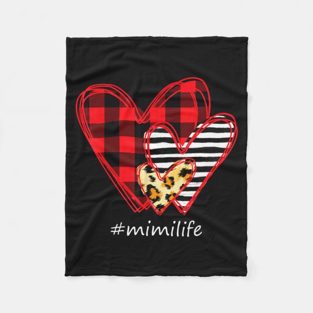 Couverture Polaire Three Hearts Leopard Buffalo Plaid Mimi Life Valen (Devant)