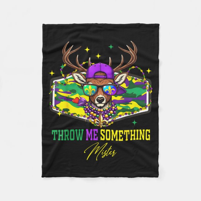 Couverture Polaire Throw Me Soing Mister Mardi Gras Deer Head Camo Ca (Devant)
