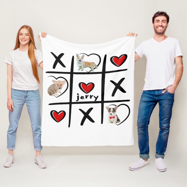 Couverture Polaire Tic-Tac-Toe Pet Lover Photos et nom (En situation)