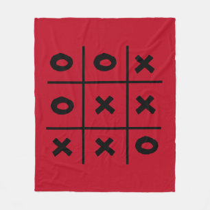 Couverture Polaire Tic Tac Toe XO Jeu Rouge Fleece Blanche