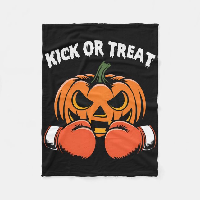 Couverture Polaire Ticker Ou Traiter Halloween Boxe Funny Citrouille  (Devant)