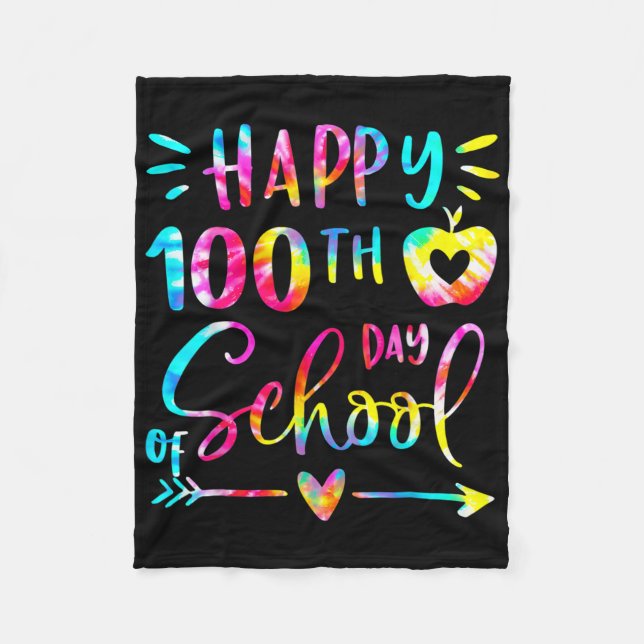 Couverture Polaire Tie Dye Joyeux 100ème Jour De L'Enseignant Étudian (Devant)