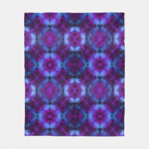 Couverture Polaire Tie Dye Kaleidoscope Vibrant Bleu pourpre Magenta
